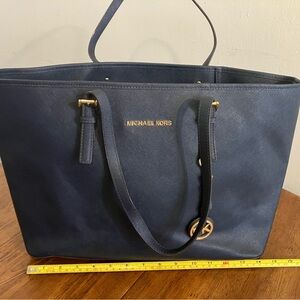 Michael Kors Dark Blue Tote with Gold Accents